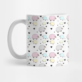 Pastel Polkadot Sheep and Hearts Mug